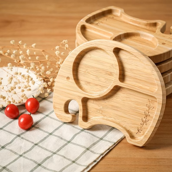 Assiette En Bambou Avec Aspiration En Silicone Et Set De Cuillères Pour Bébé – Image 2