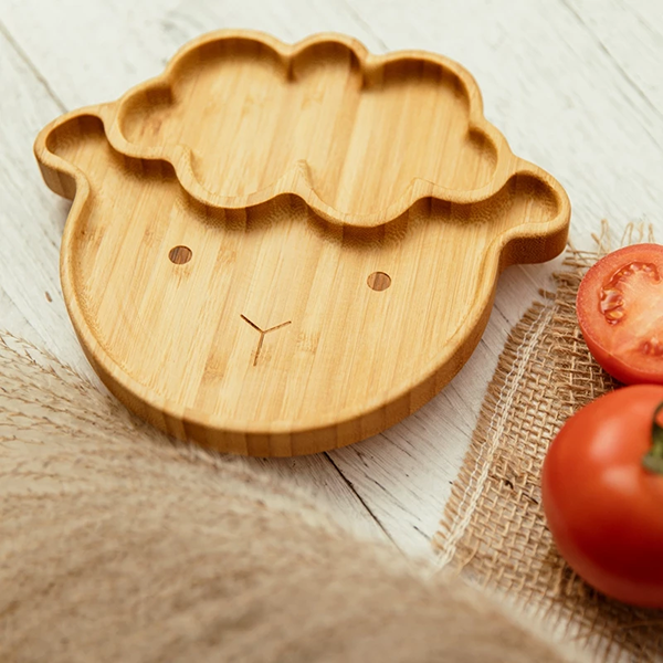 Assiette En Bambou Avec Aspiration En Silicone Et Set De Cuillères Pour Bébé – Image 3