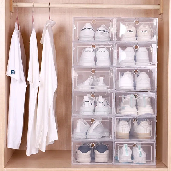6 Boîtes à Chaussures en Plastique Transparent Empilables – Image 3