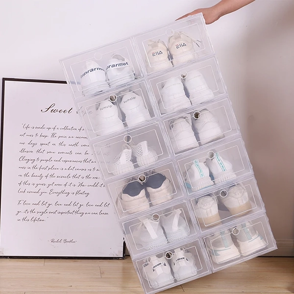6 Boîtes à Chaussures en Plastique Transparent Empilables – Image 4