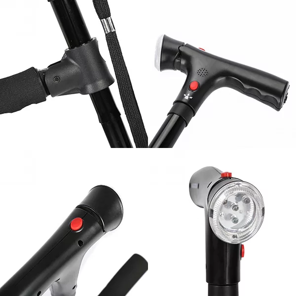 Canne Pliante Bâton de Marche Pliable avec Lumière LED – Image 6