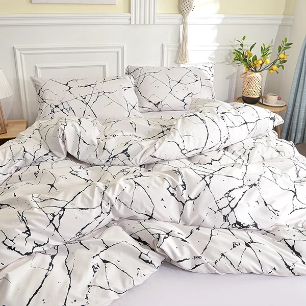 Ensemble Housse de Couette et Taies D’oreiller au Motif Marbré – Image 3