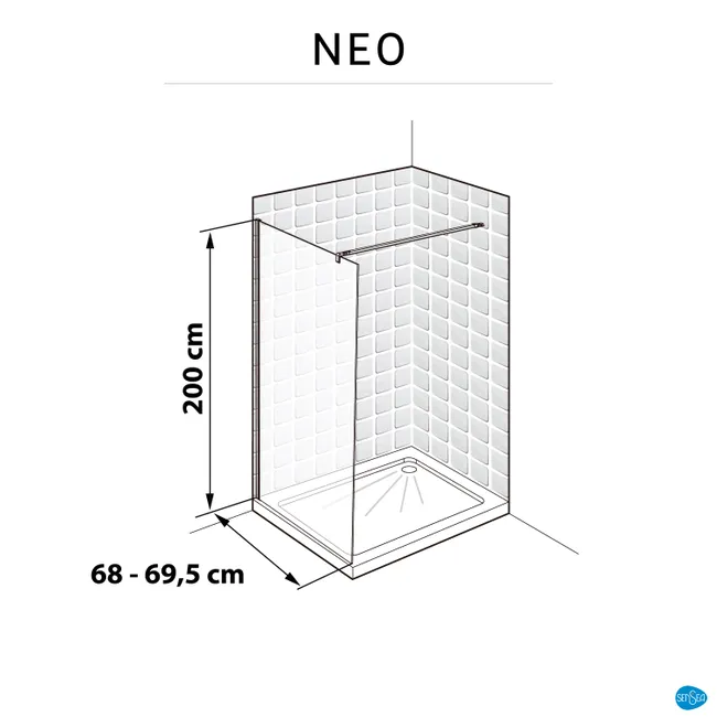 Paroi de douche à l'italienne verre rainuré, l.68 cm, Ep.8 mm noir – Image 2