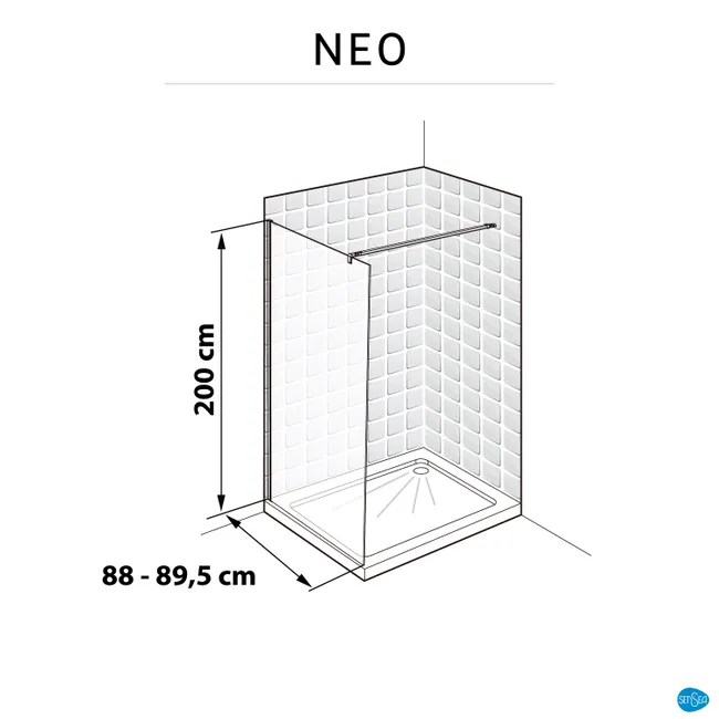 Paroi de douche à l'italienne verre rainuré, l.88 cm, Ep.8 mm noir – Image 6