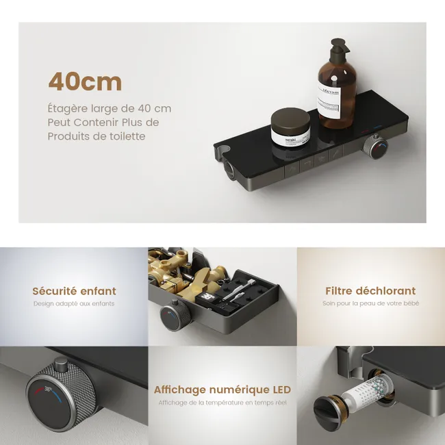 EMKE Colonne de douche avec thermostat – Image 3
