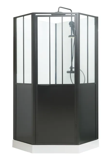 Cabine de douche 1/4 de cercle industrielle L.100 x l.100 cm, Artelo – Image 6