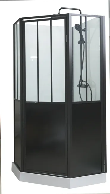 Cabine de douche 1/4 de cercle industrielle L.100 x l.100 cm, Artelo – Image 4