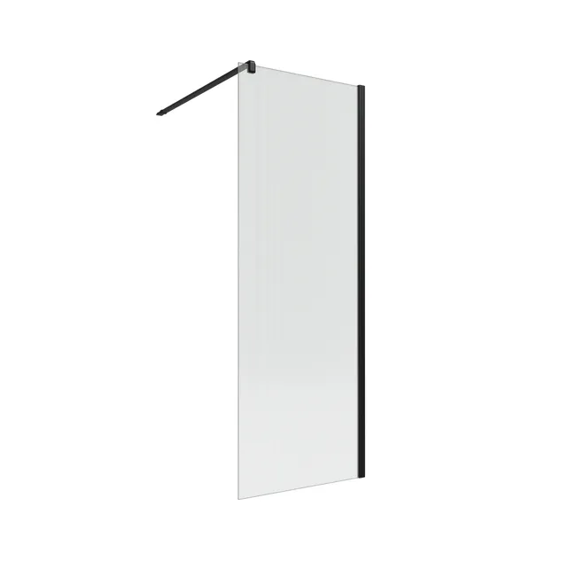 Paroi de douche à l'italienne verre rainuré, l.68 cm, Ep.8 mm noir