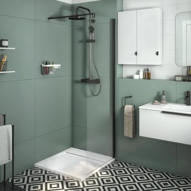 Paroi de douche à l'italienne verre rainuré, l.68 cm, Ep.8 mm noir – Image 5
